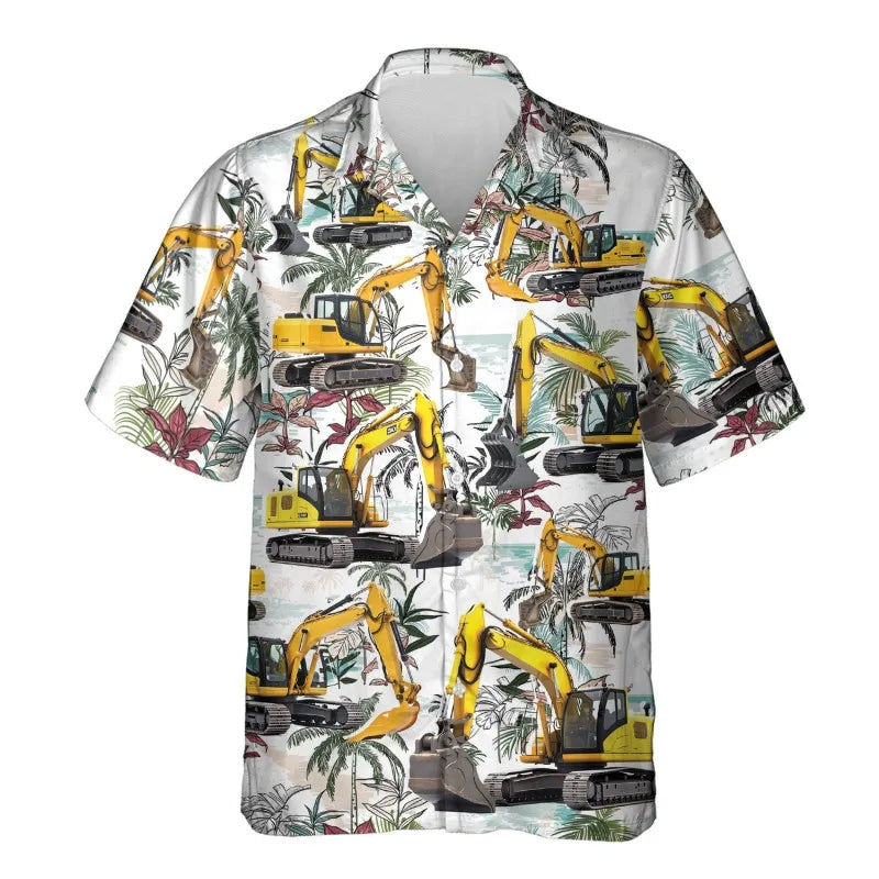Aloha Excavator Palm Tree Hawaiian Shirt