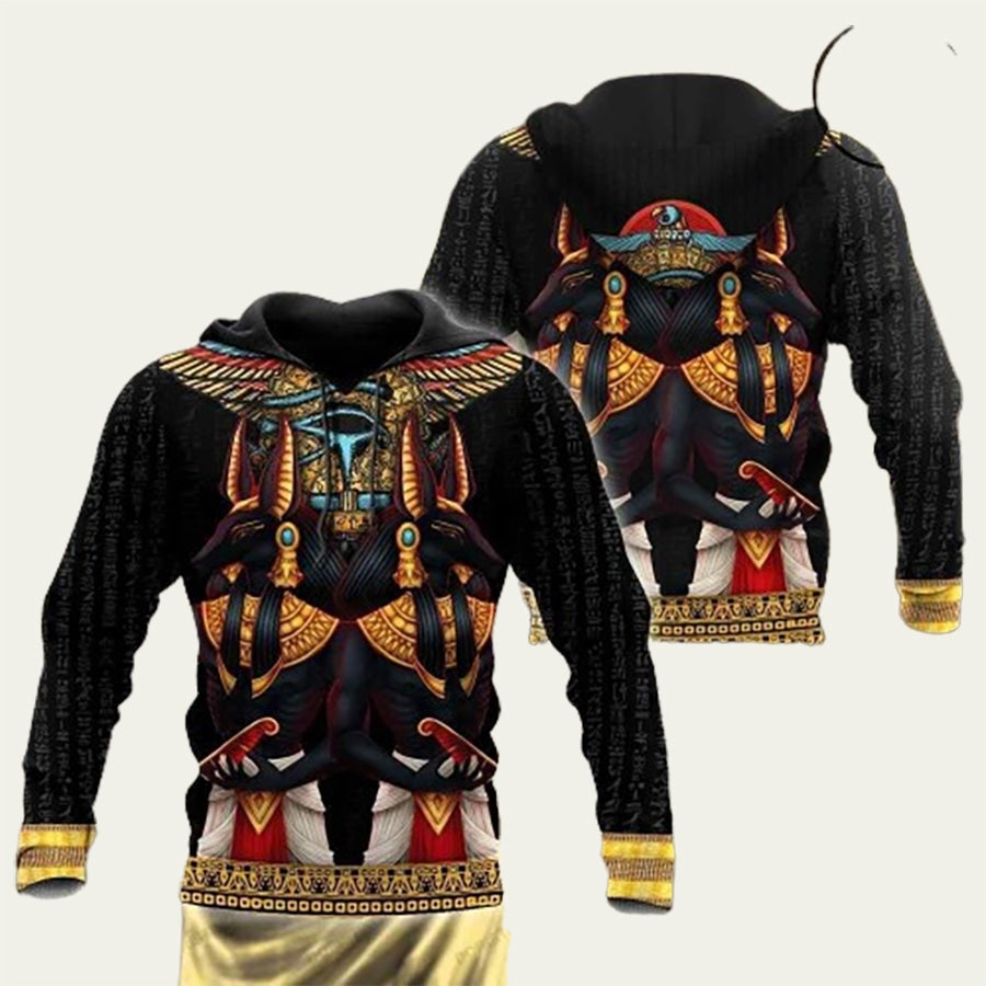 Anubis Horus Eye And Egyptian Falcon Hoodie
