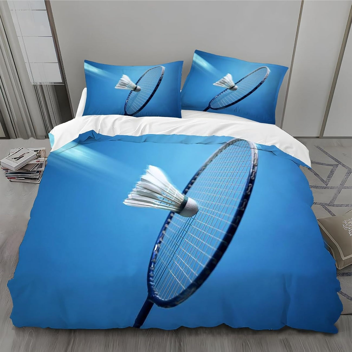 Badminton Racquet and Shuttercock Bedding Set