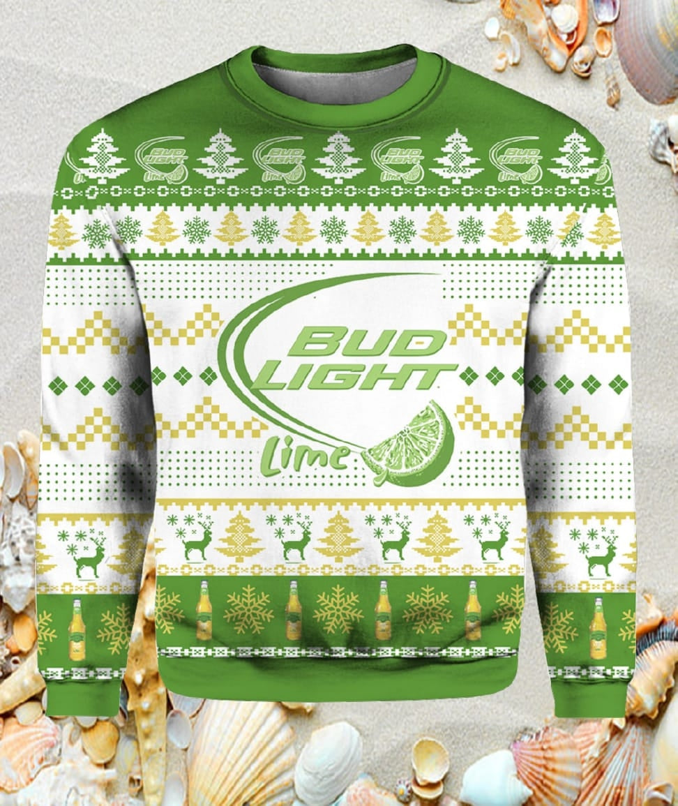 Beer Bud Light Lime Christmas Ugly Sweater