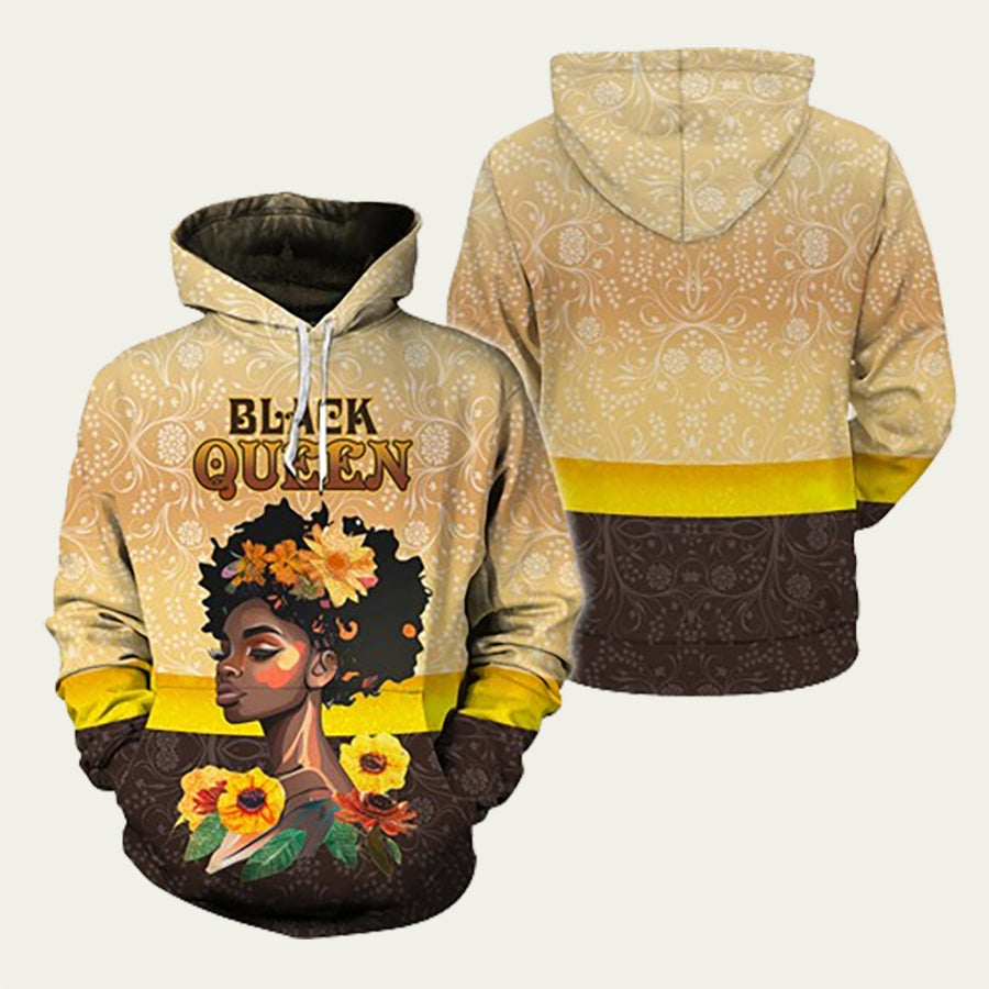 Black Beautiful Queen Mandala Hoodie