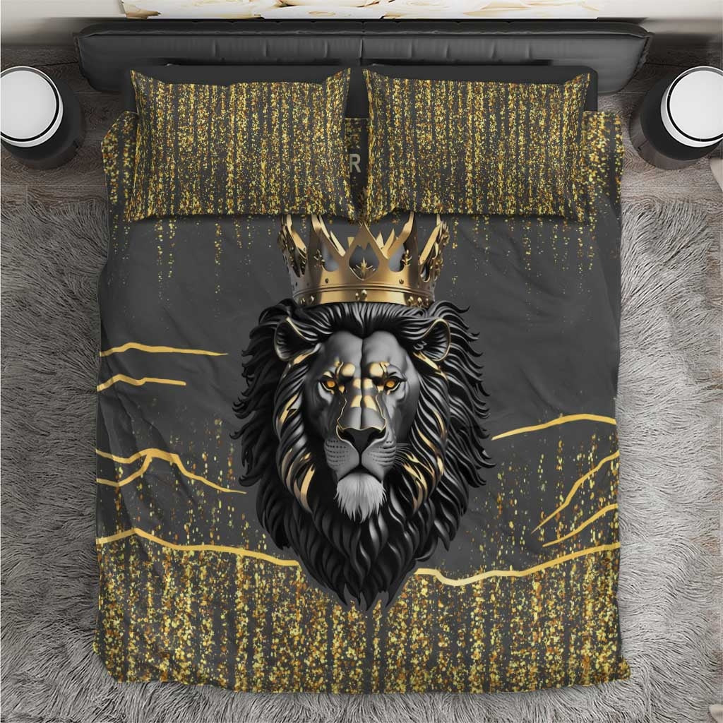 Black and Gold Lion Africa Bedding Set