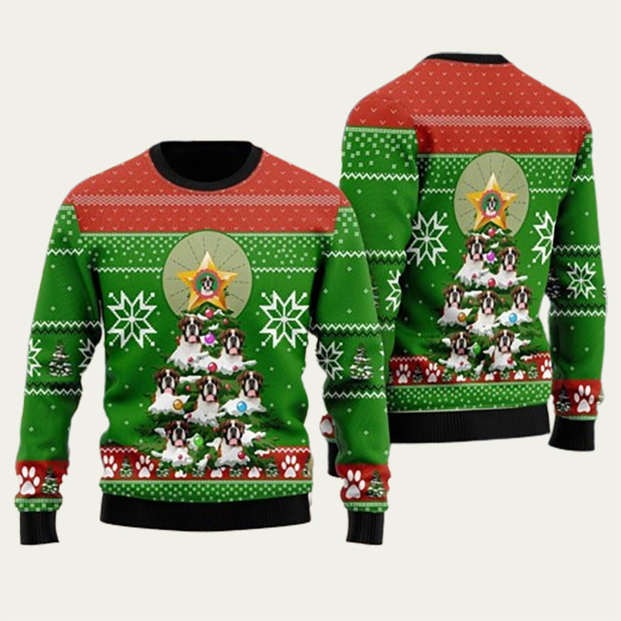 Boxer Dog Tree Ugly Christmas Sweater