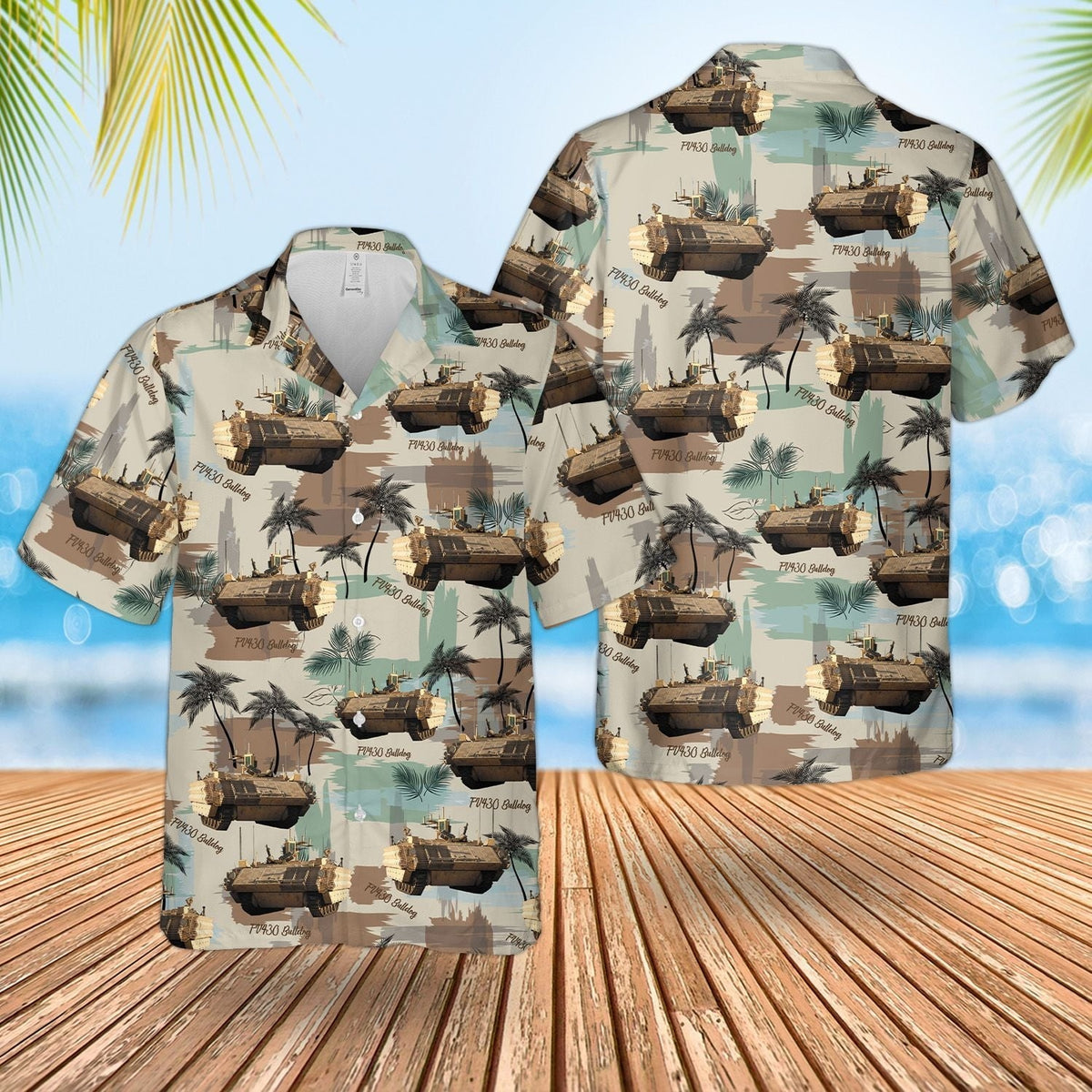British Army Bulldog FV430 Combat Vehicle Hawaiian Shirt