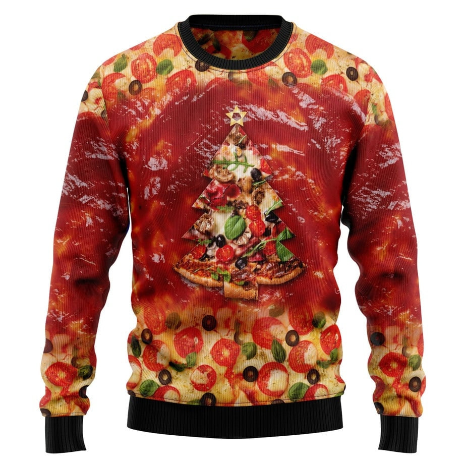 Christmas Tree Pizza Ugly Christmas Sweater