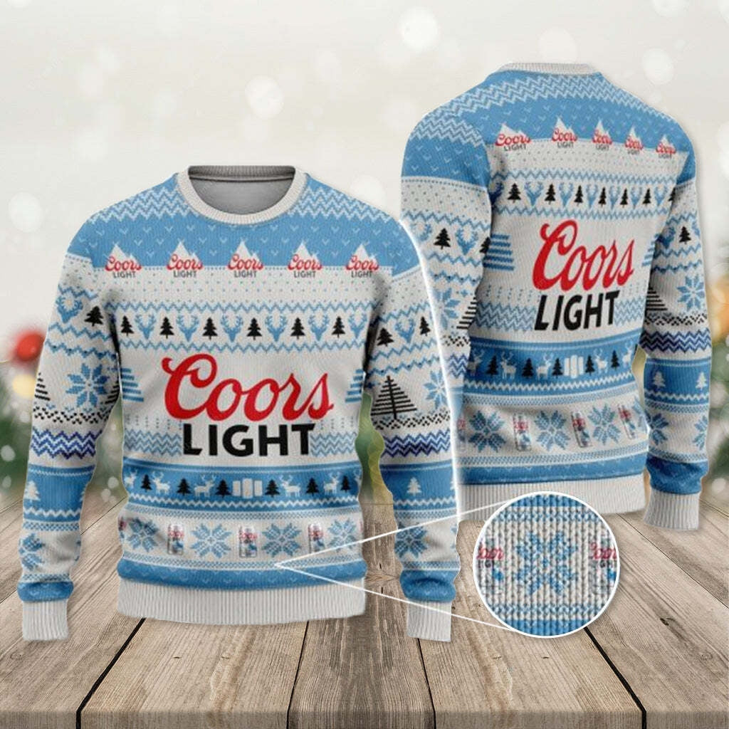 Classic Bright Coors Light Beer Ugly Christmas Sweater