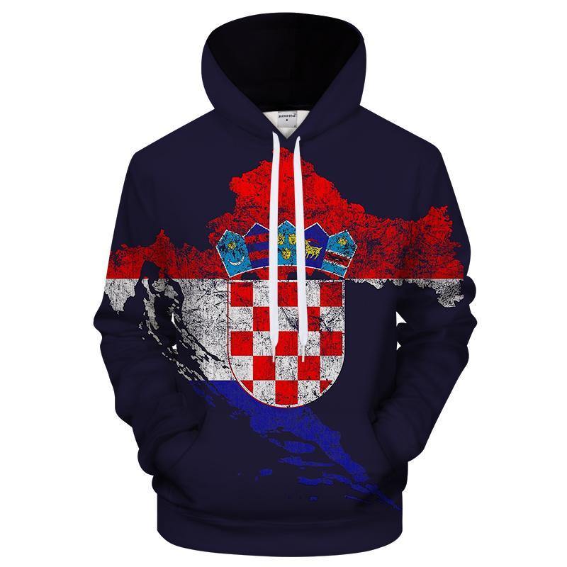 Croatia Flag Map Hoodie