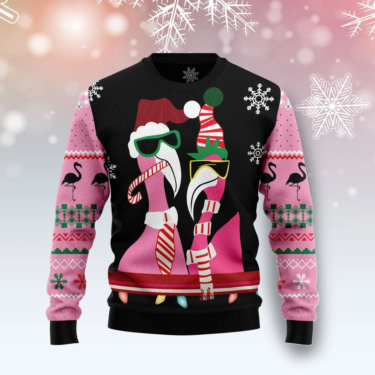 Cute Candy Cane Flamingo Christmas Ugly Sweaters