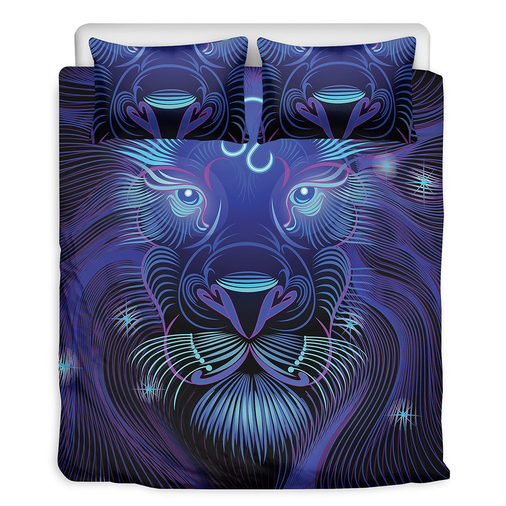 Dark Leo Sign Zodiac Lion Bedding Set