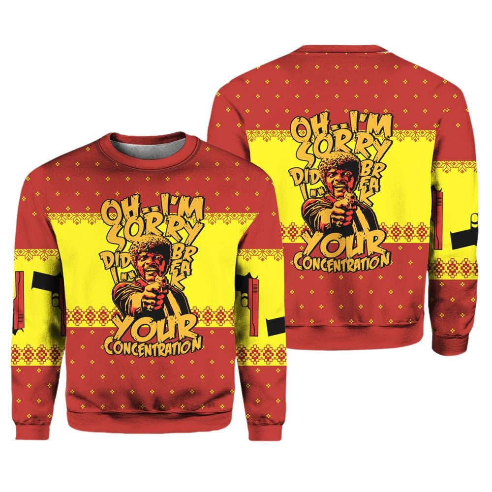 Did I Break Your Concentration Pulp Fiction Ugly Christmas Sweater