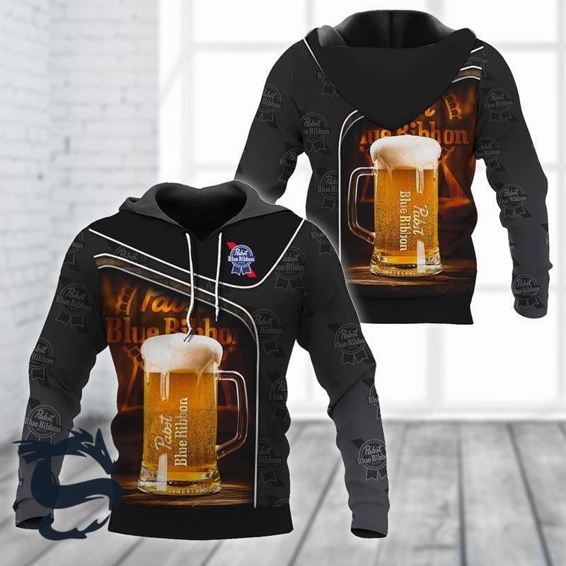 Drinking Pabst Blue Ribbon Beer Hoodie