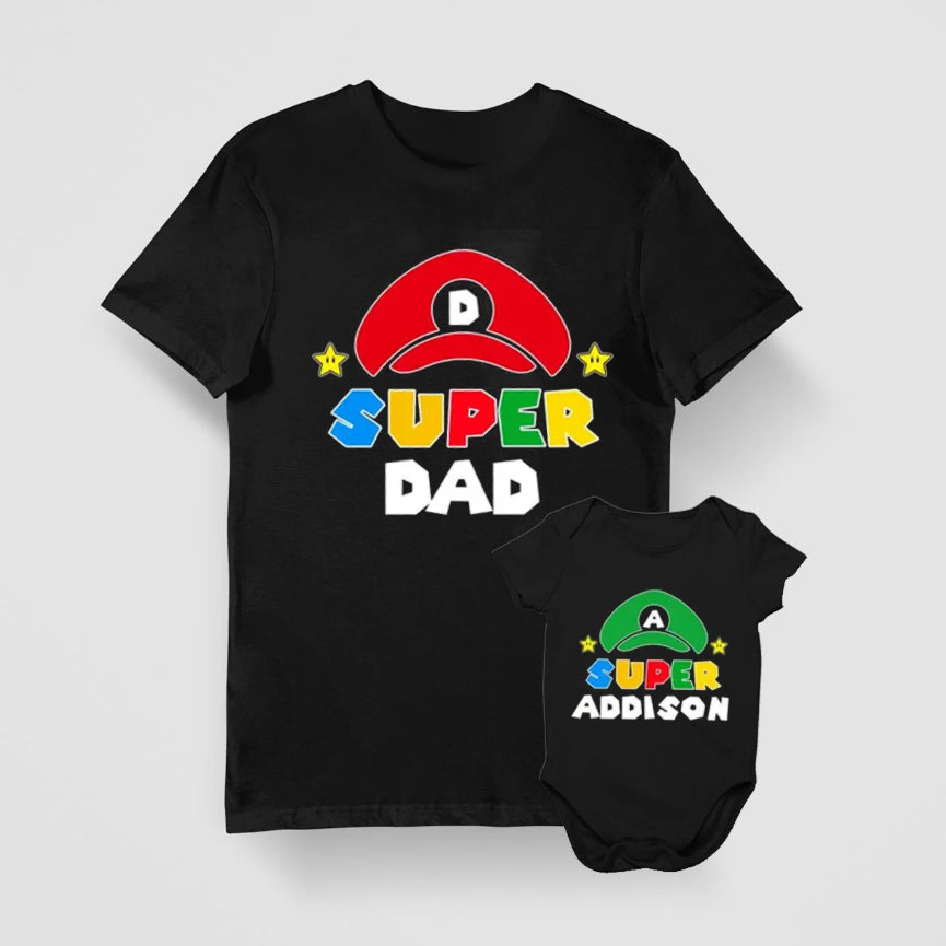 Super Mario & Addison Dad & Son Matching Shirts