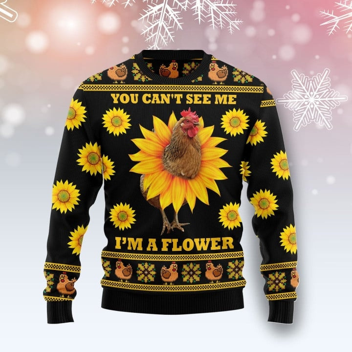 Funny Chicken Flower Ugly Christmas Sweater