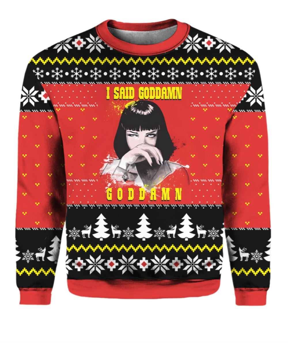 I Said Goddamn Pulp Fiction Ugly Christmas Sweater