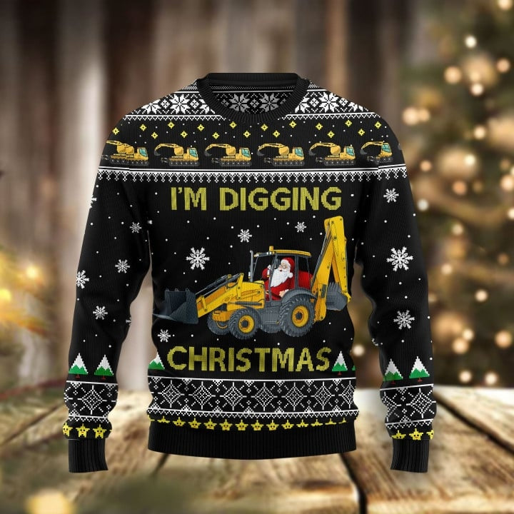 I'm Digging Excavator Ugly Christmas Sweater
