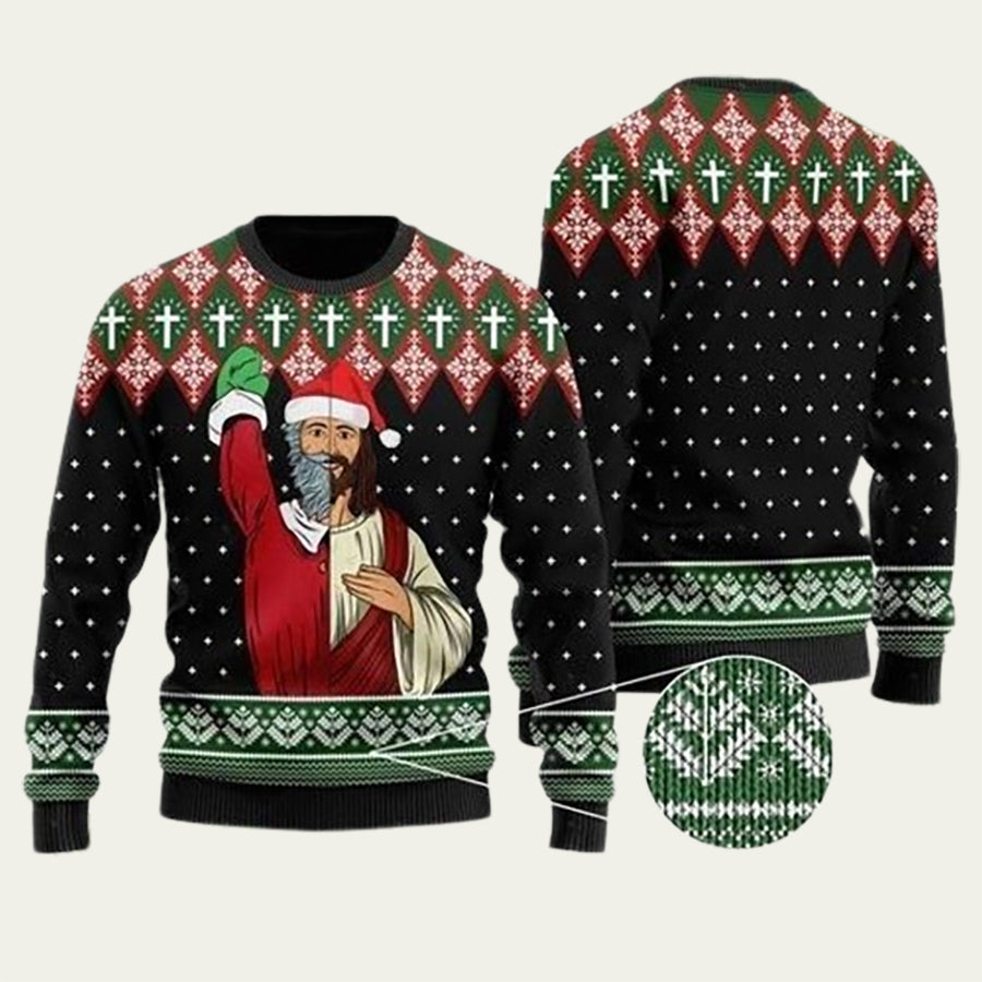 Jesus And Santa Claus Ugly Christmas Sweater