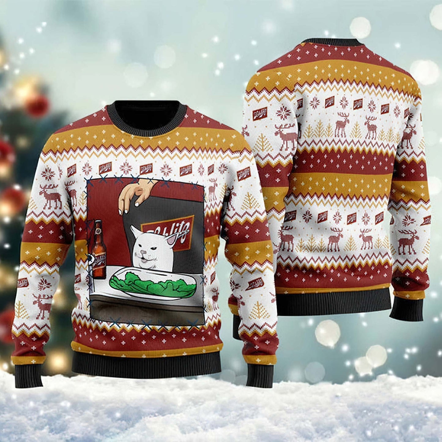 Joseph Schlitz Cat Meme Ugly Christmas Sweater