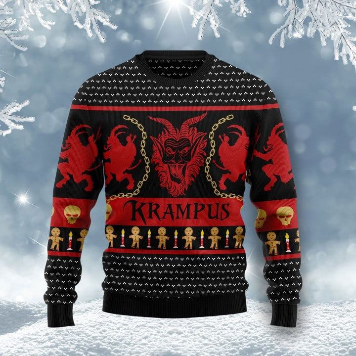 Krampus Black Red Ugly Christmas Sweater