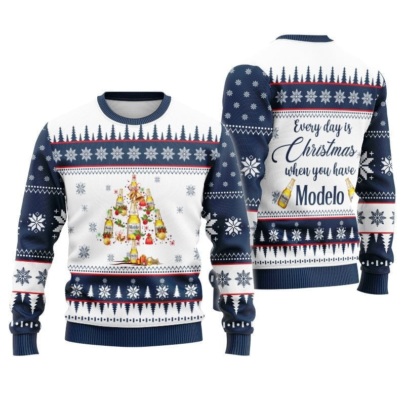 Modelo Beer Christmas Tree Ugly Sweater