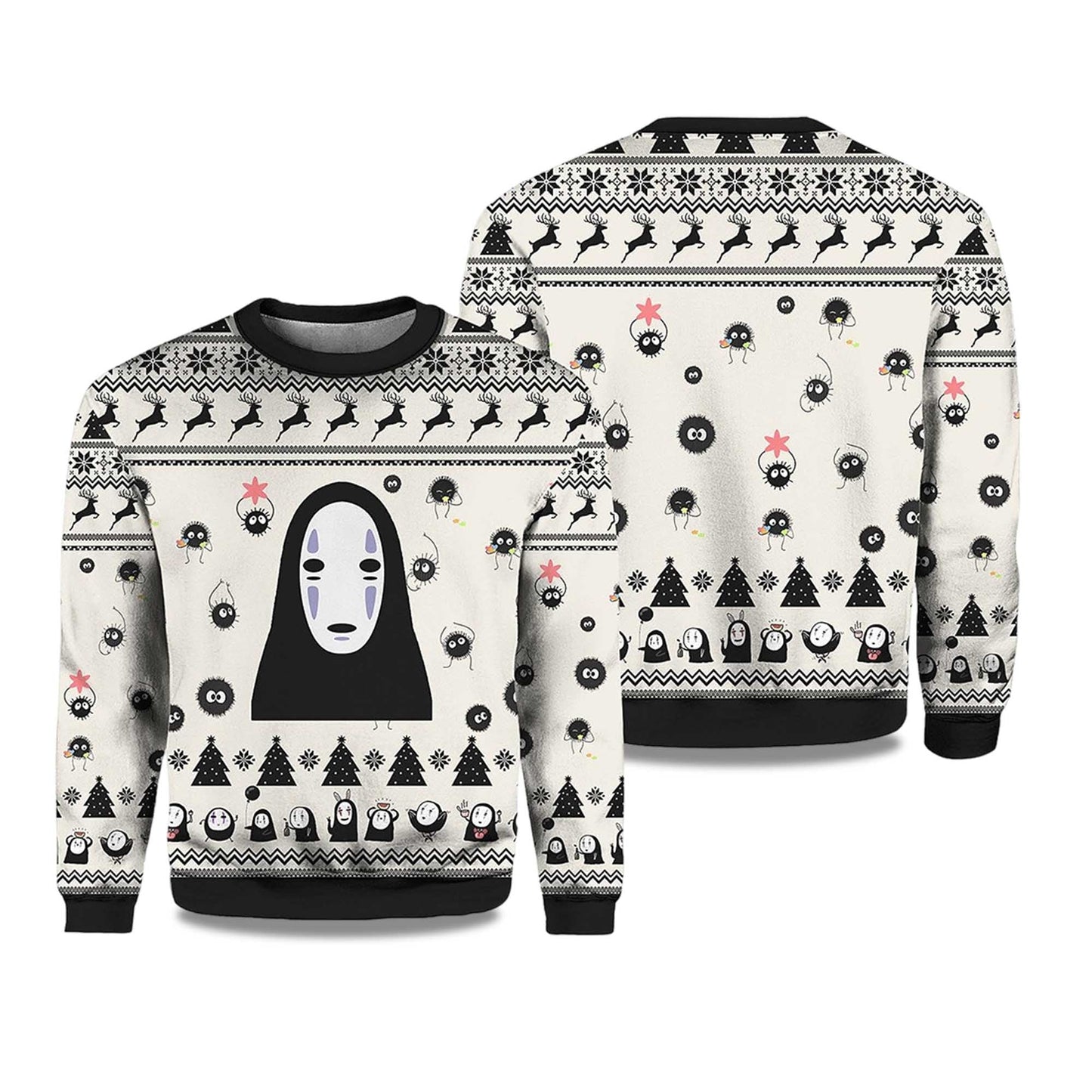 No Face White Ugly Christmas Sweater