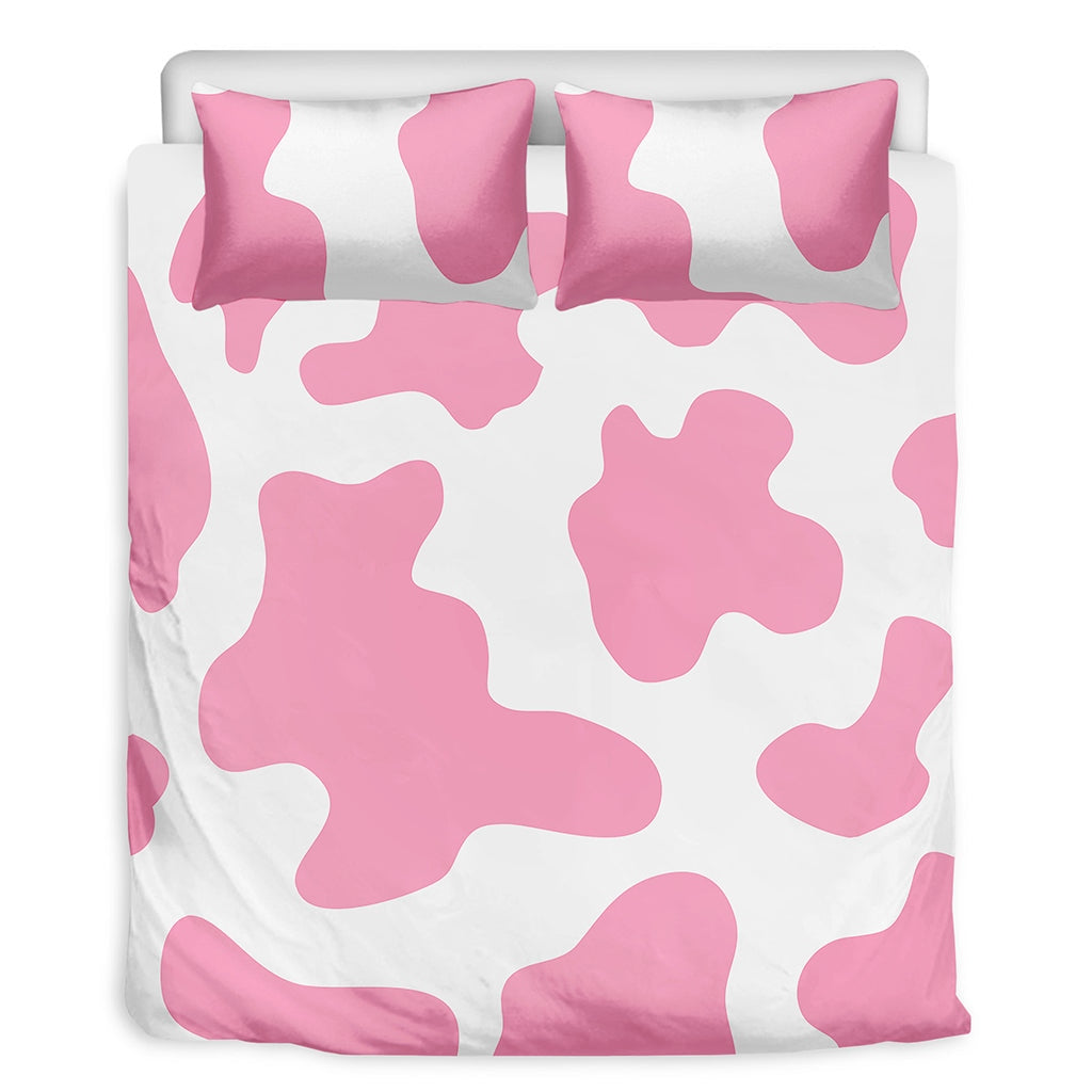 Pastel Pink And White Dairy Cow Bedding Set