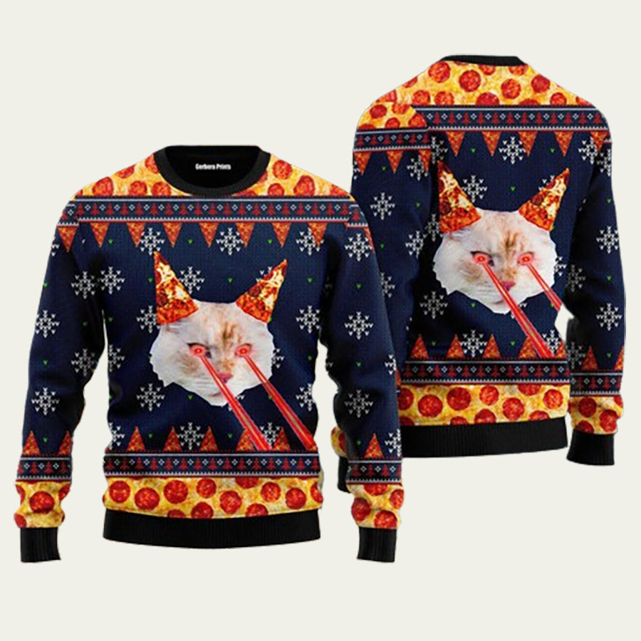 Pizza Cat Ugly Christmas Sweater