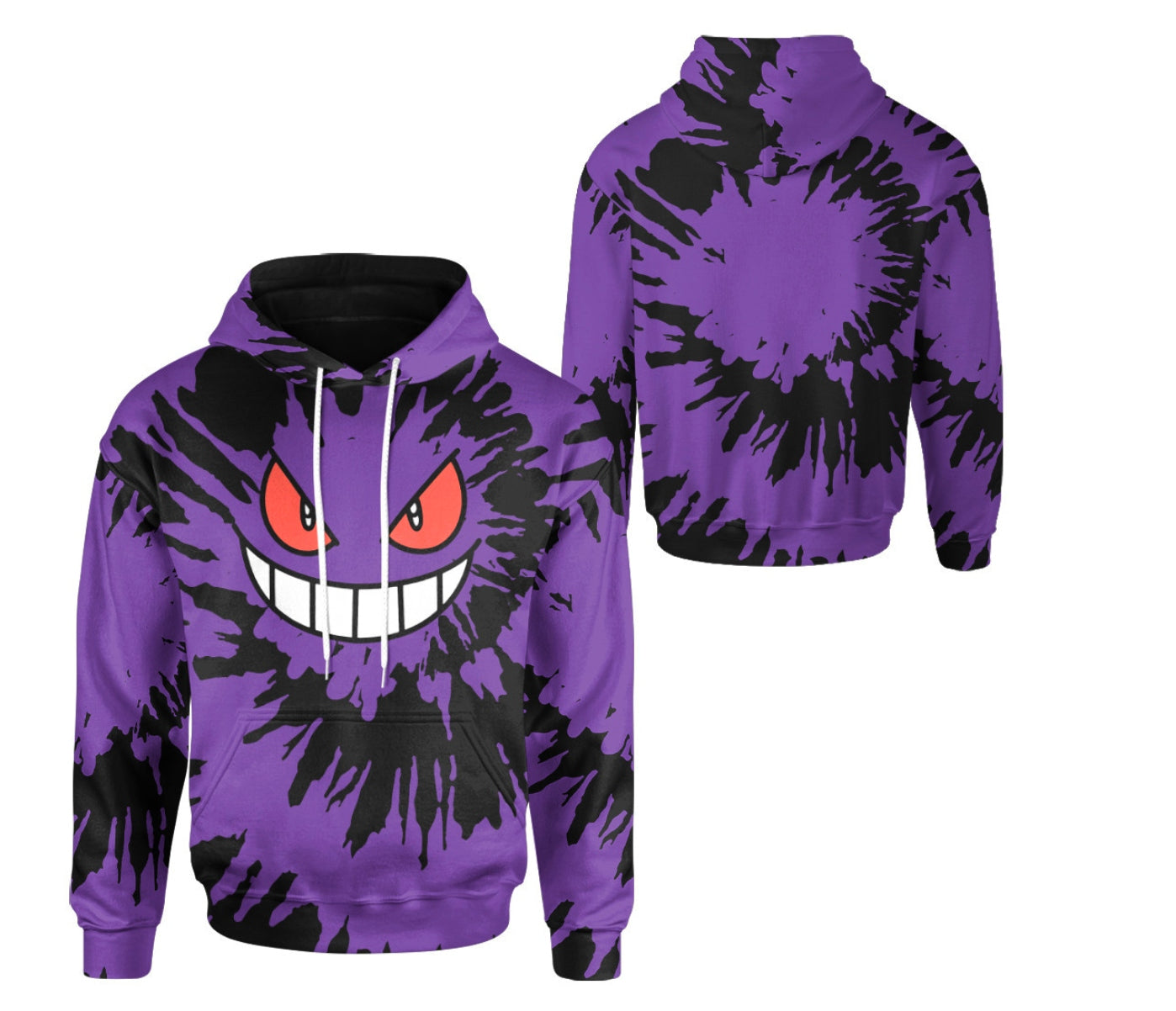 Pokemon Gengar Face Tie Dye Hoodie