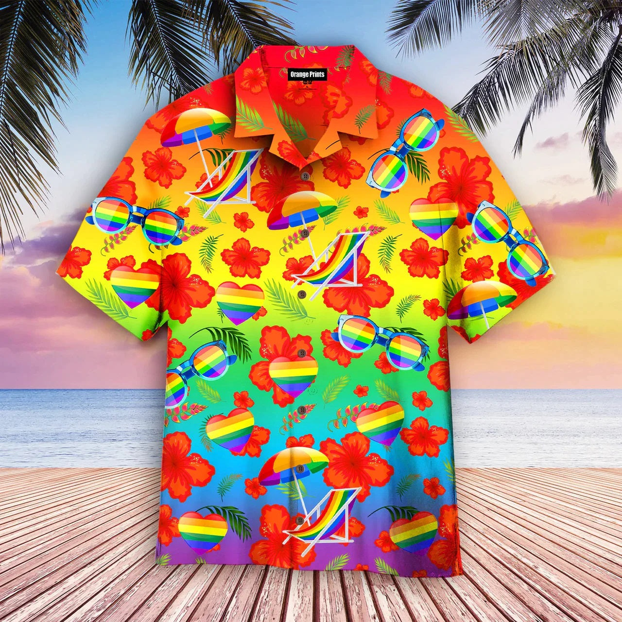 Pride Month Hibicus With Lgbt Flag Hawaiian Shirt