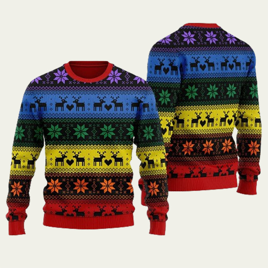 Rainbow Deer LGBT Ugly Christmas Sweater