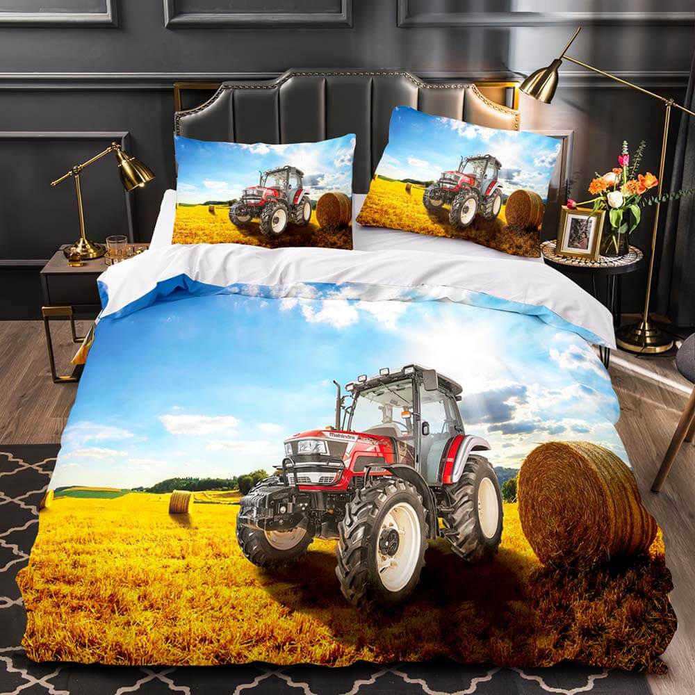 Red Mahindra Tractor Bedding Set