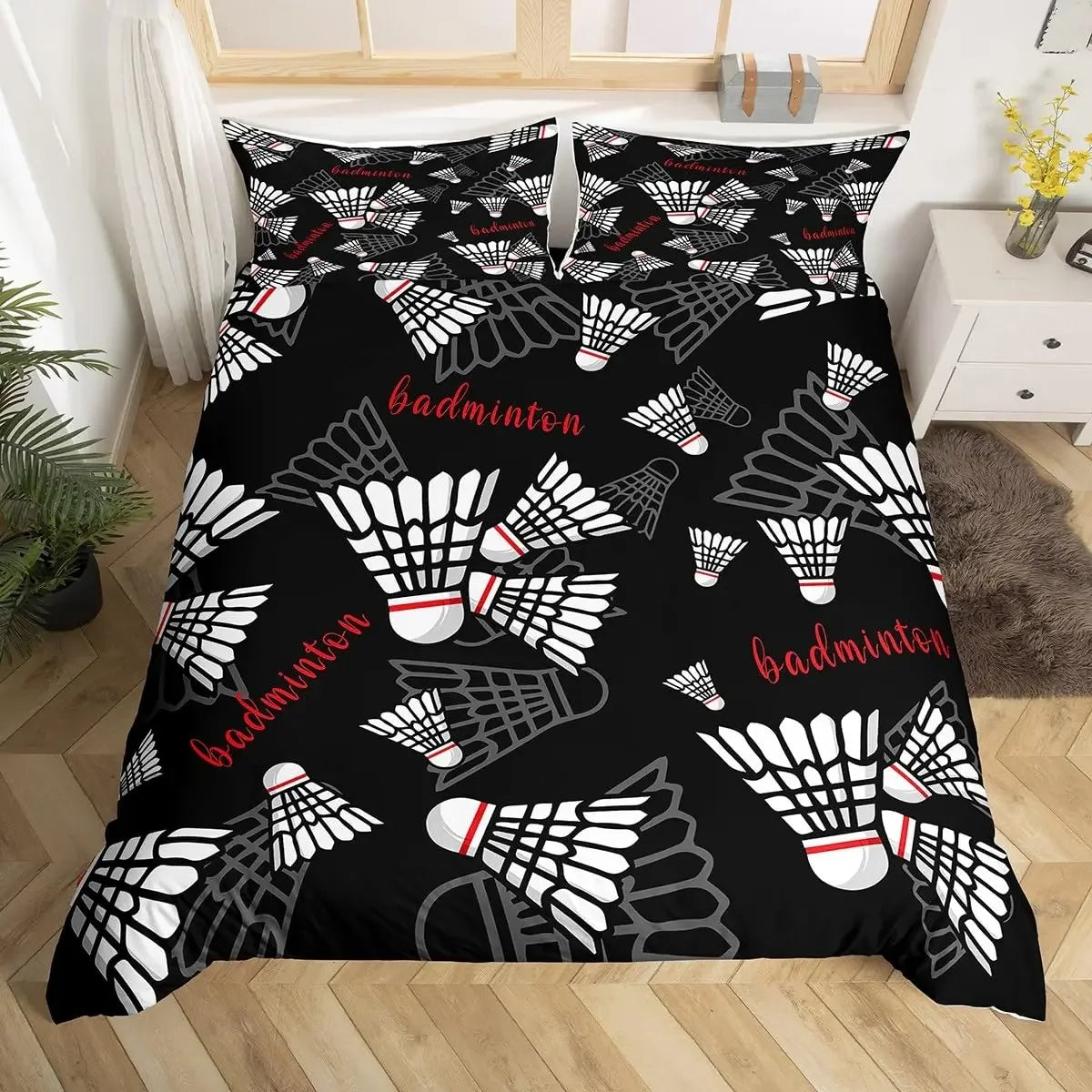 Shuttlecock Pattern Badminton Bedding Set
