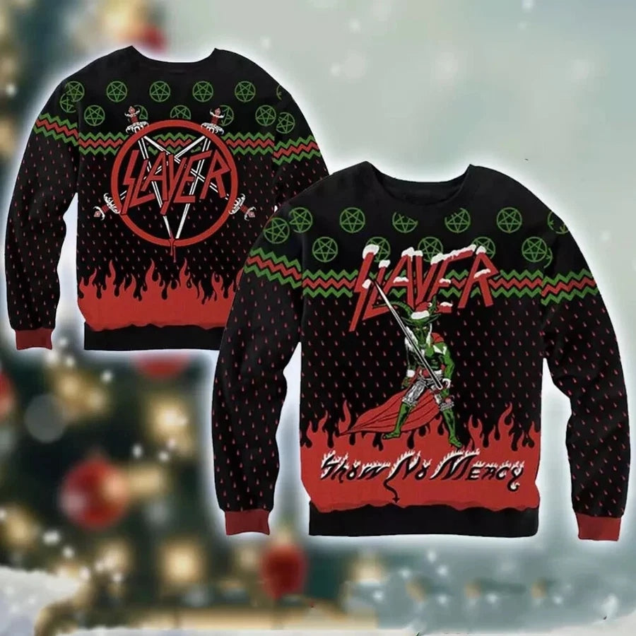 Slayer Band Show No Mercy Ugly Christmas Sweater