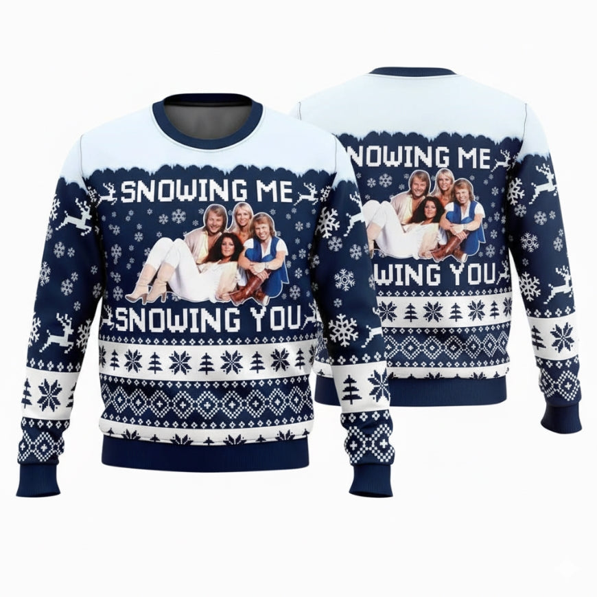 Snowing Me Snowing You ABBA Ugly Christmas Sweater