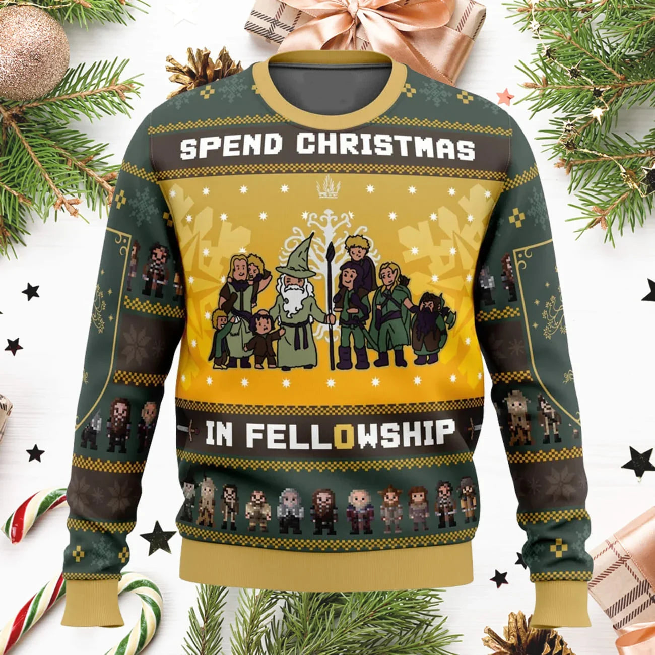 Spend Christmas In Fellowship Lord Of The Rings Ugly Sweater