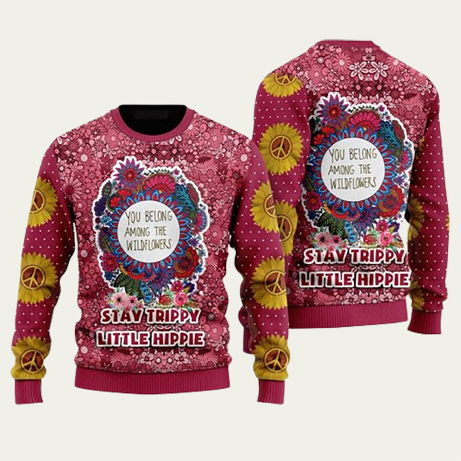 Stay Trippy Little Hippie Ugly Christmas Sweater
