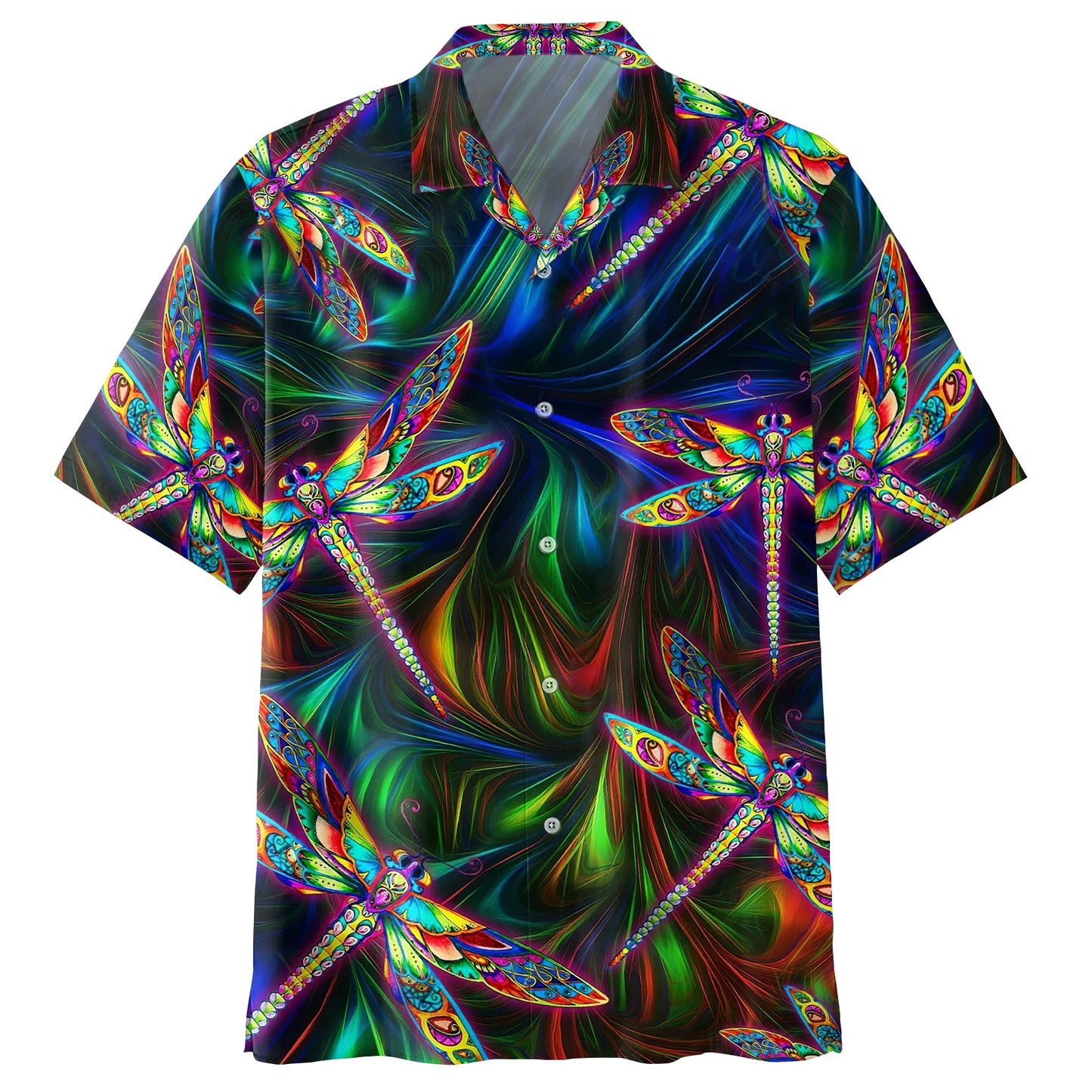 Trippy Colorful Dragonfly Psychedelic Hippie Hawaiian Shirt