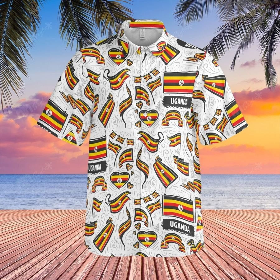 Uganda Flag Pattern Hawaii Shirt