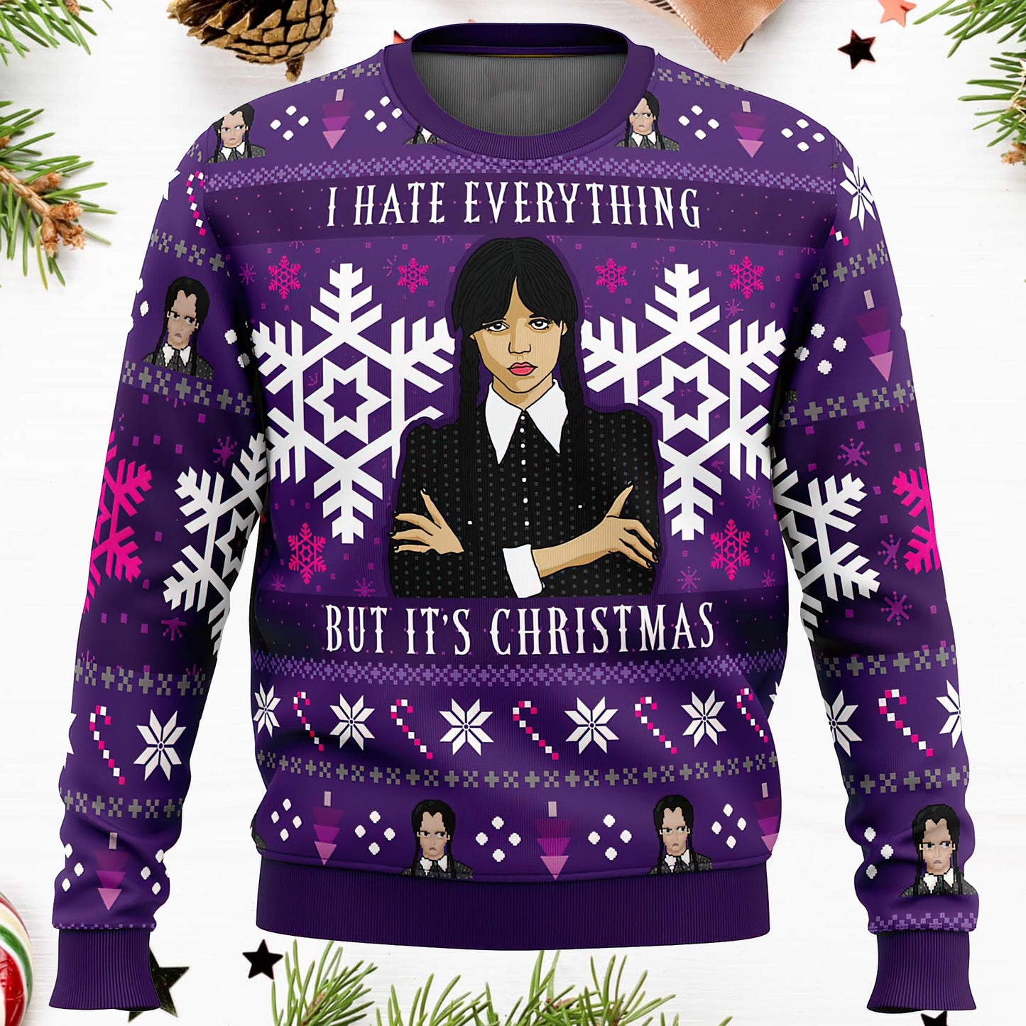 Wednesday Addams I Hate Everything Ugly Christmas Sweater