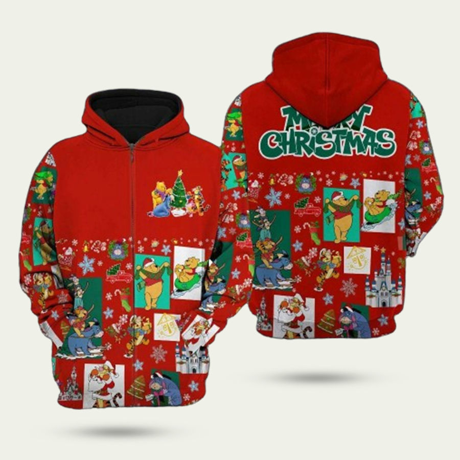 Winnie The Pooh Red Christmas Hoodie