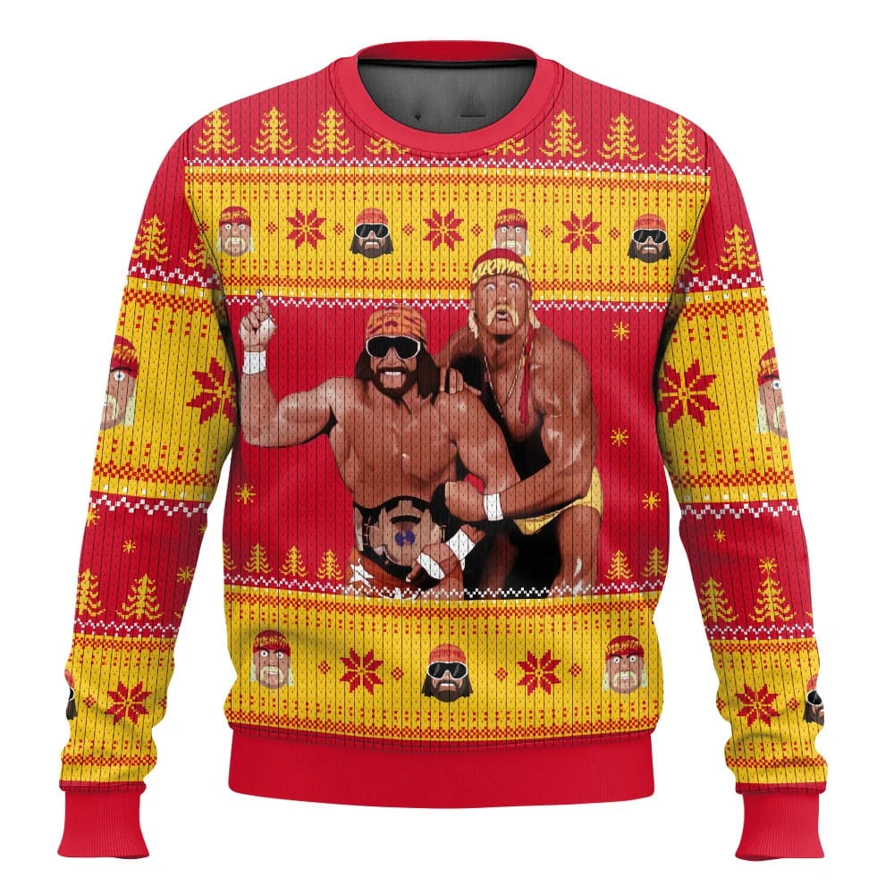 Wrestlers Macho Man and Hulk Hogan Ugly Christmas Sweater