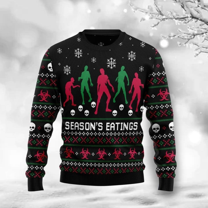 Zoombie Season Eatings Ugly Christmas Sweater