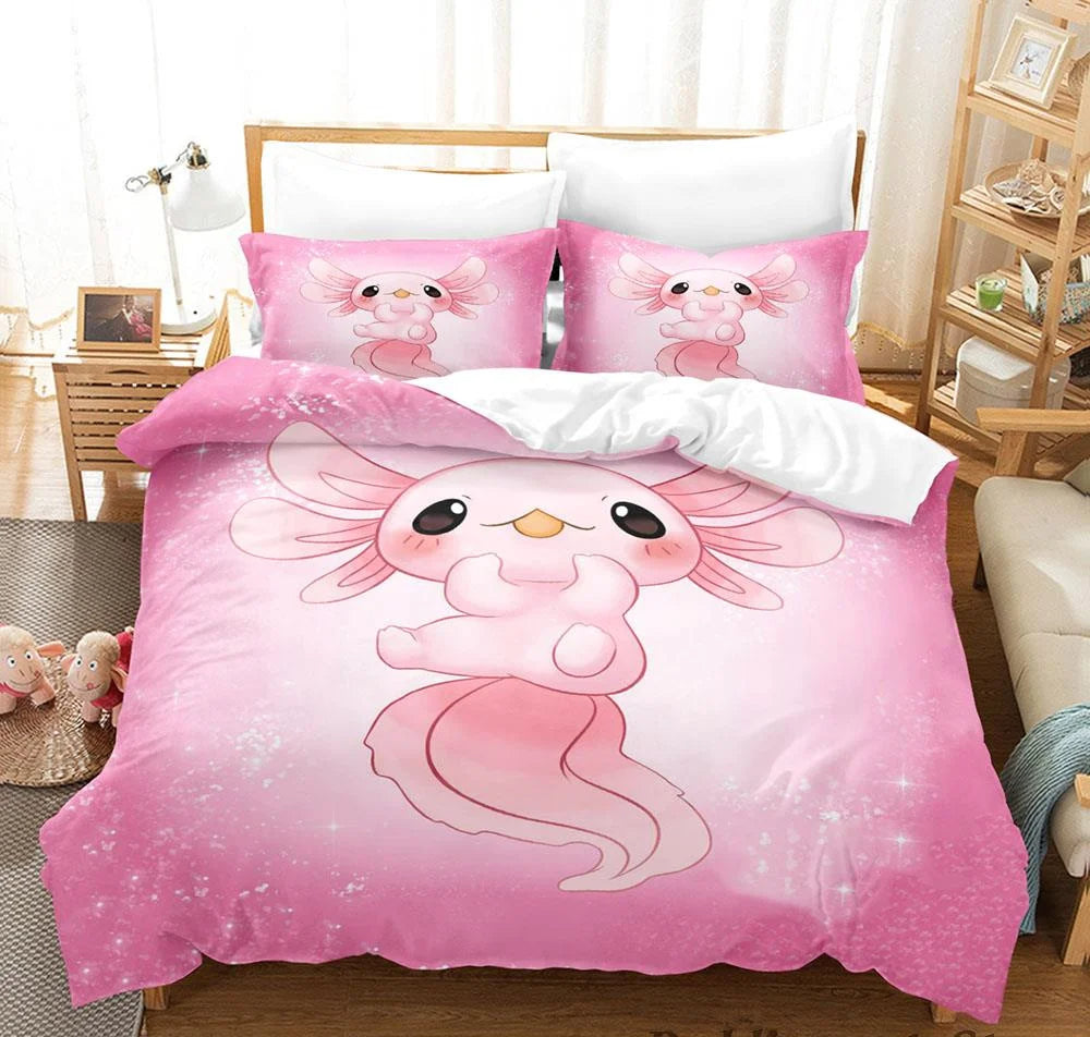 Pink Axolotl Bedding Set