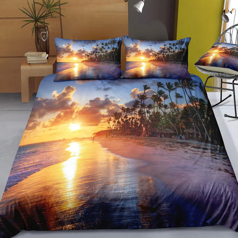 Sunset Beach Bedding Set Duvet Cover With Pillowcases