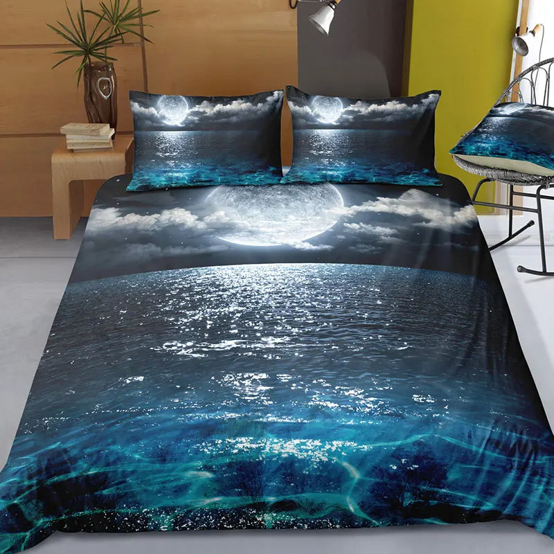 Moon Night Beach Bedding Set Duvet Cover With Pillowcases