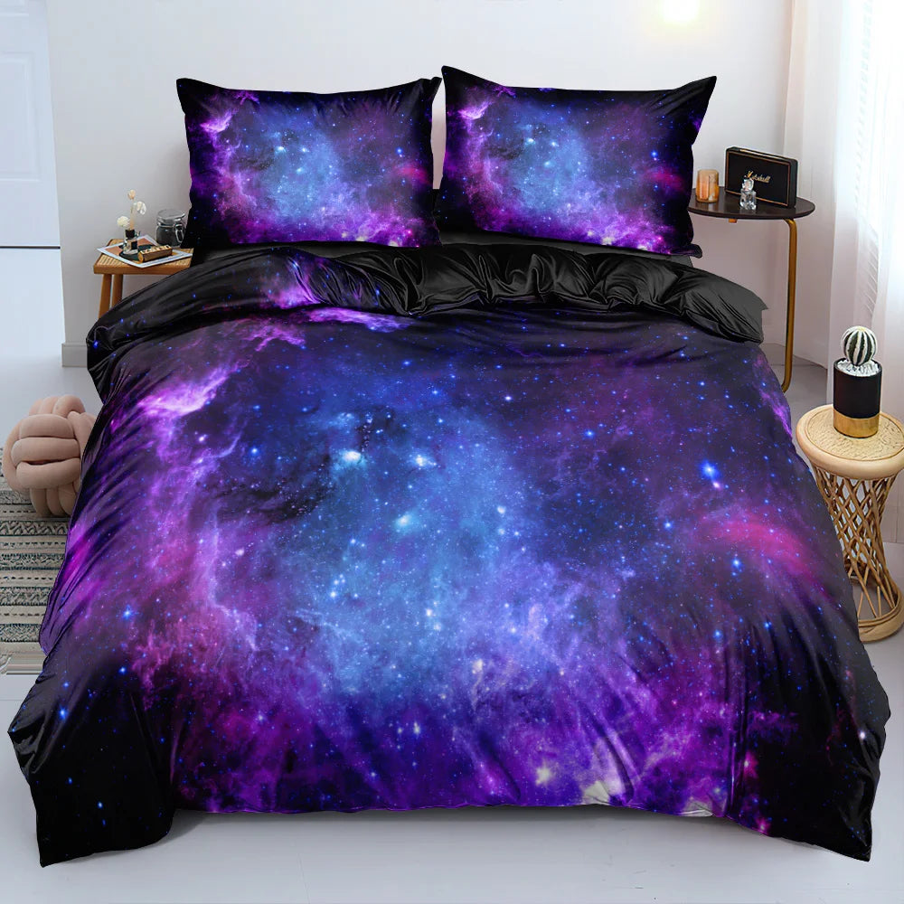 Purple Galaxy Duvet Cover With Pillowcases