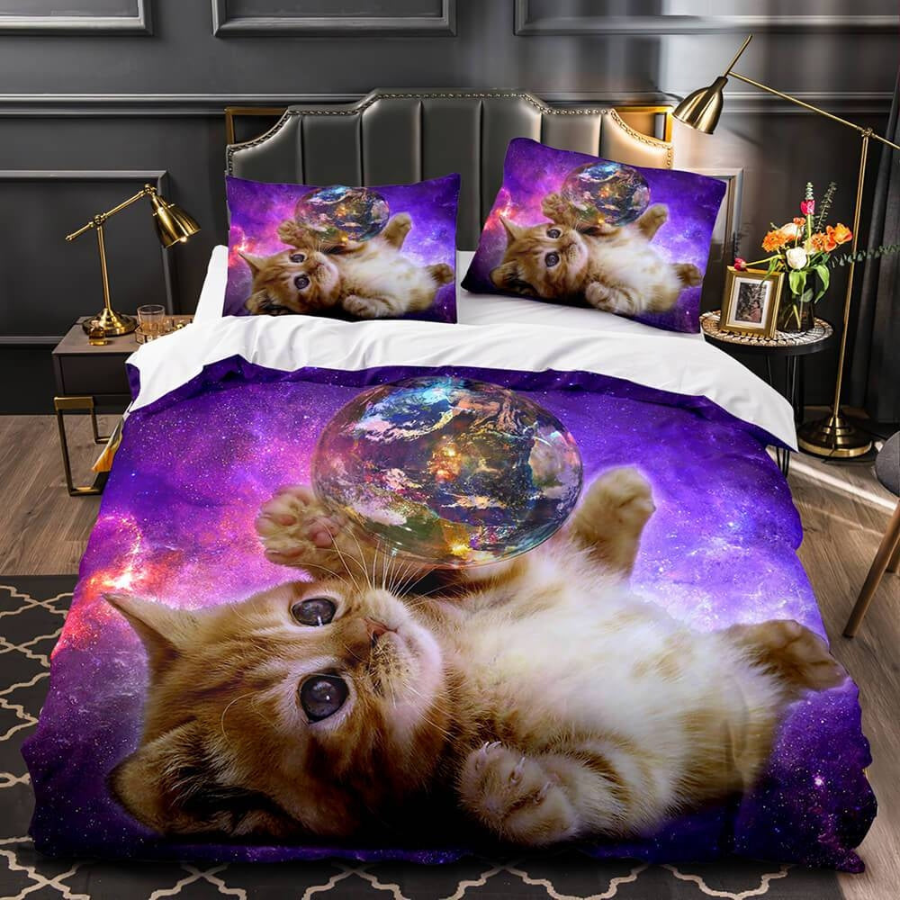 Cat In Space Bedding Set with Pillowcases