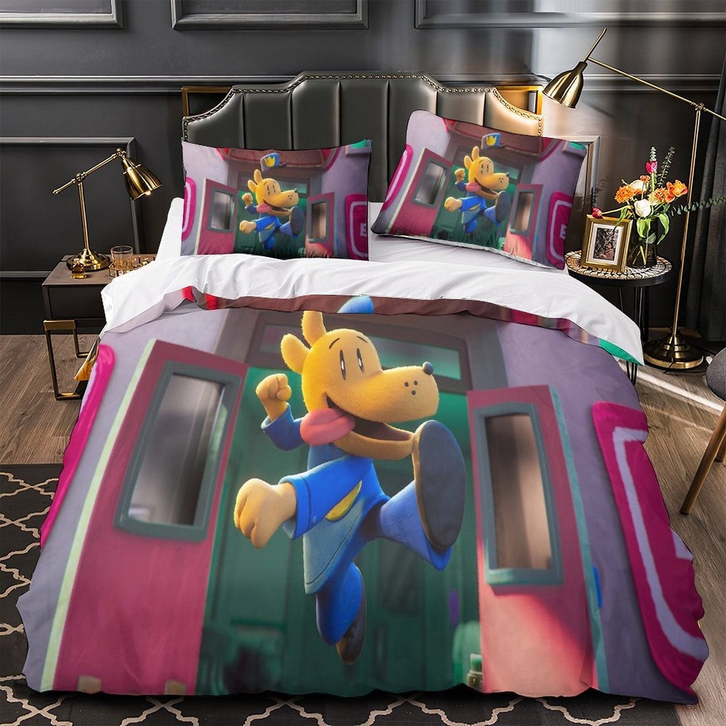 Carton Dog Man Bedding Set