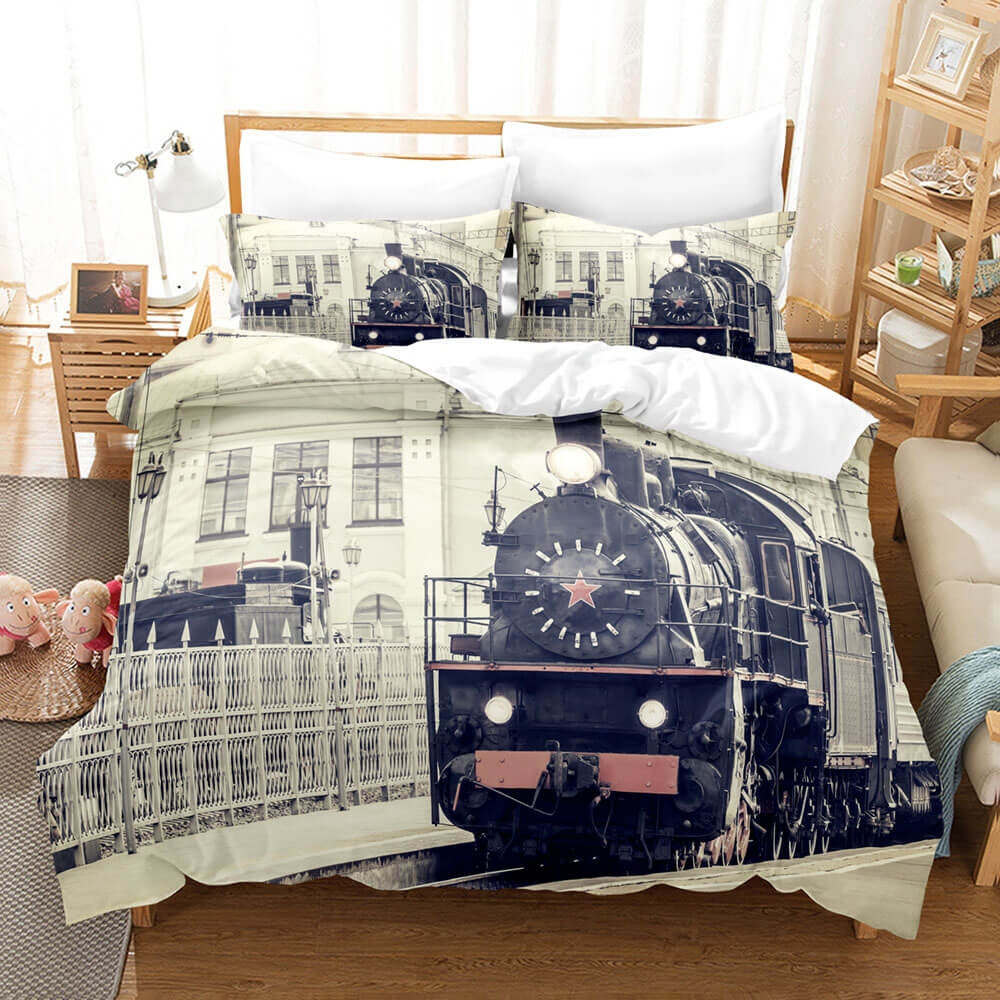 Steam Engine Train Bedding Set Duvet Covers