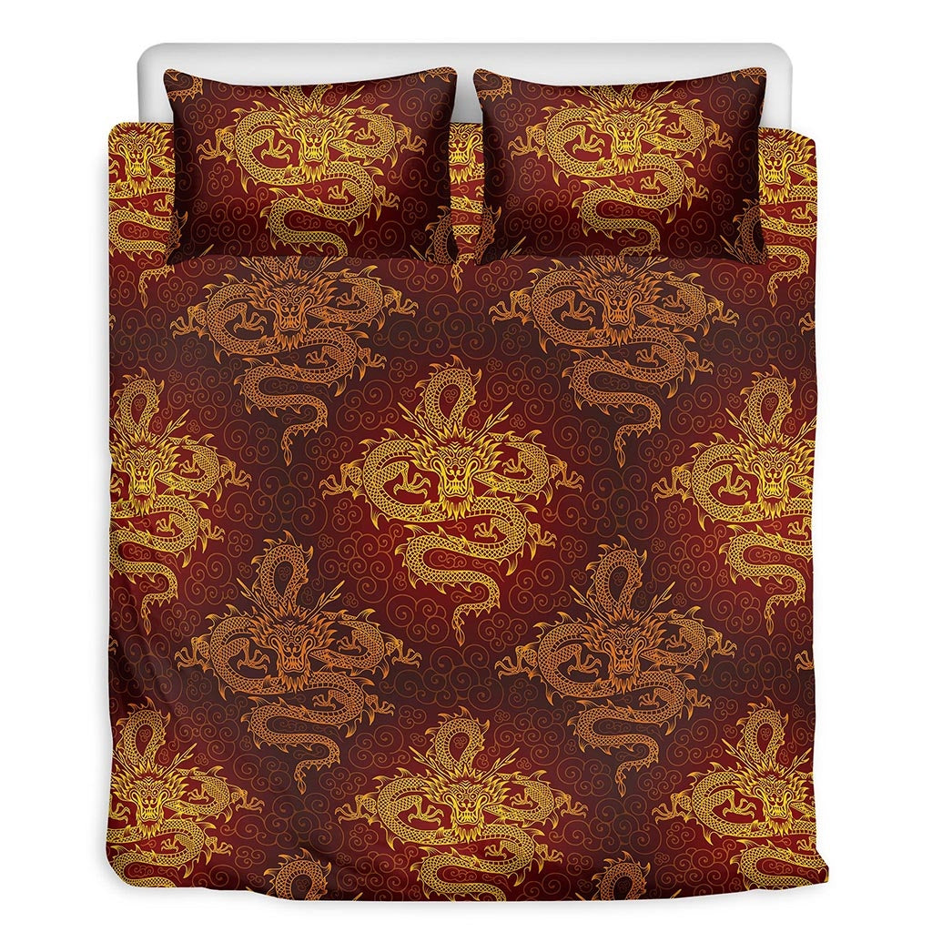Gold Chinese Dragon Bedding Set