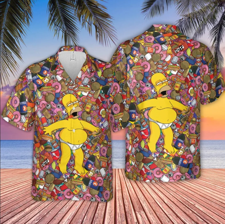 Homer Simpson Getting Drunk Duff Beer Hawaiian Shirt
